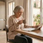 Femme âgée prenant le thé dans un appartement adapté Seniorhome à Nîmes