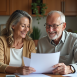 Femme d'âge moyen avec son père dans la cuisine en train de rire