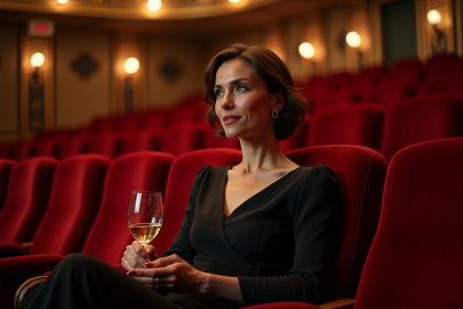Femme élégante assise dans un théâtre historique