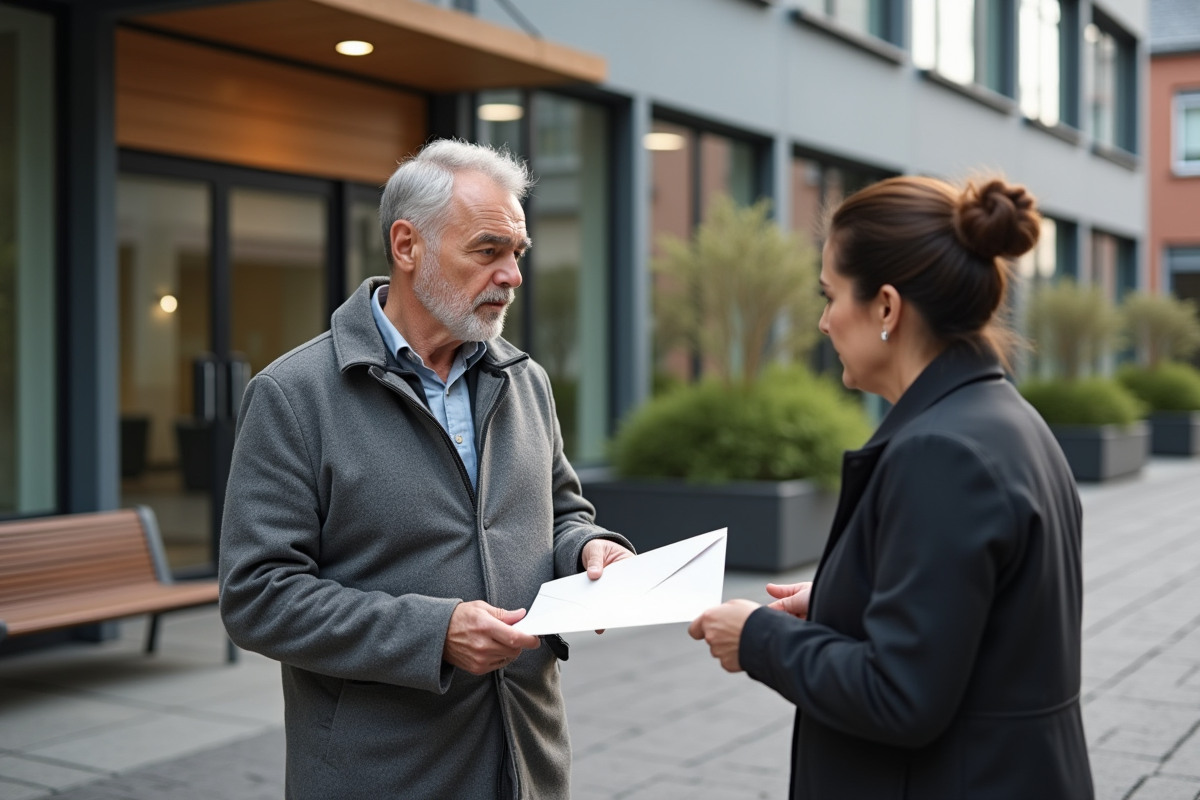 Homme français discutant avec une assistante sociale