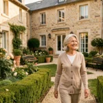 Femme âgée se promenant dans le jardin d'une résidence senior du Loiret, illustrant le classement 2026 des meilleures résidences seniors