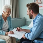 Femme agee en reeducation avec therapie occupationnelle